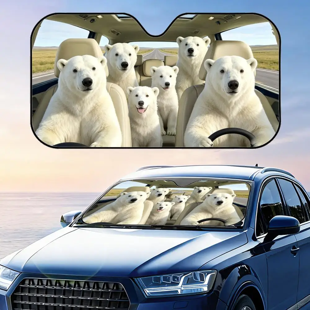 

Polar Bear Driving Sun Visor Foldable Universal Car Windshield Sun Shade UV Protection Heat Insulation Foldable Cover