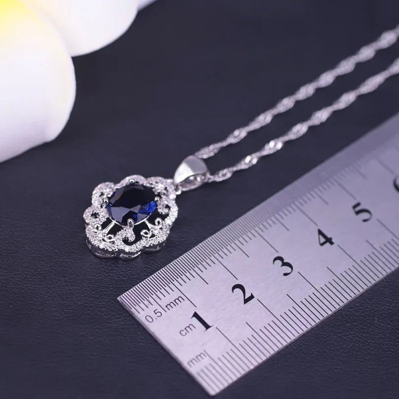 many colors blue stone silver 925 costume jewelry for women drop earrings necklace ring set big sale