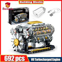 V8 Combustion Engine Model Kit That Runs - 692 Pieces STEM Parts Mini V8 Model Engine Kit for Adults & Kids Age 12+