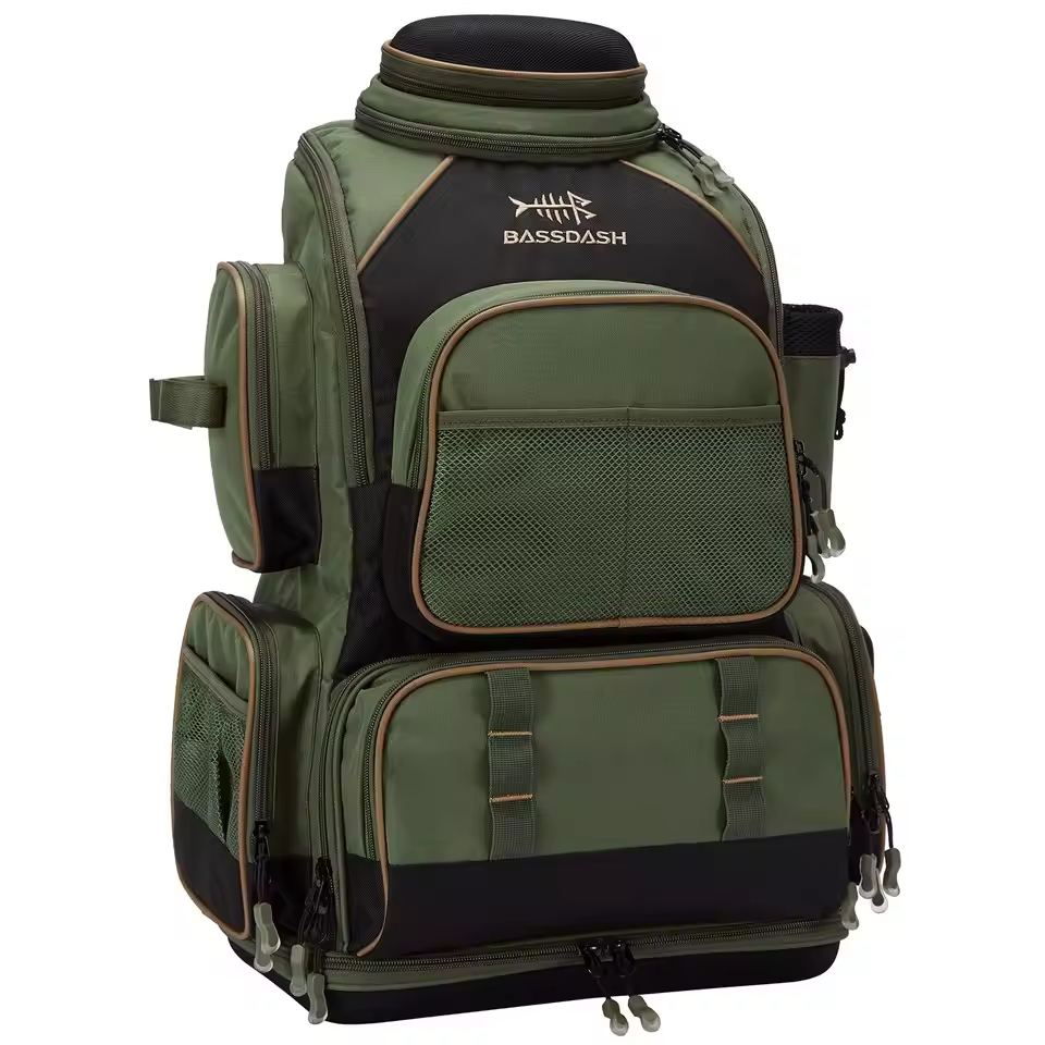 Multifunctional Fishing Tackle Backpack Lightweight Tactical Soft Tackle Box with Protective Rain Cover