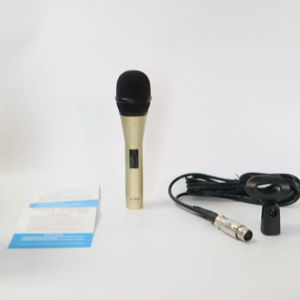 Novo microfone portátil dinâmico cardioide dourado ksm9, microfone de metal para palco, dj, karaokê, gravação vocal, xlr, 3 pinos a 6.35mm, cabo