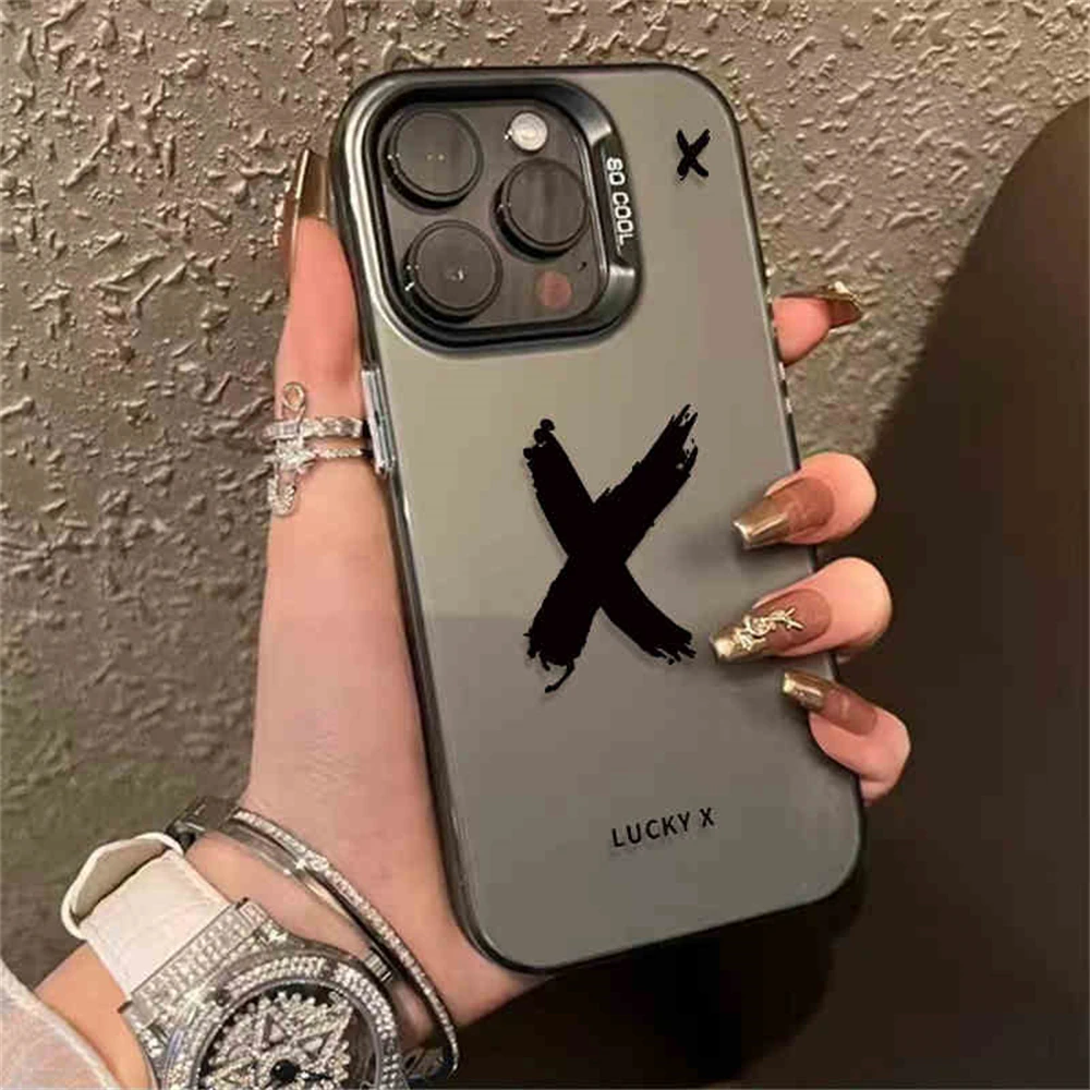 A-Y Initials Personalized Lucky Letter Hard Case for iPhone 16 13 14 15 Pro Max Hard PC Shockproof Cover Best Gift for Women Men