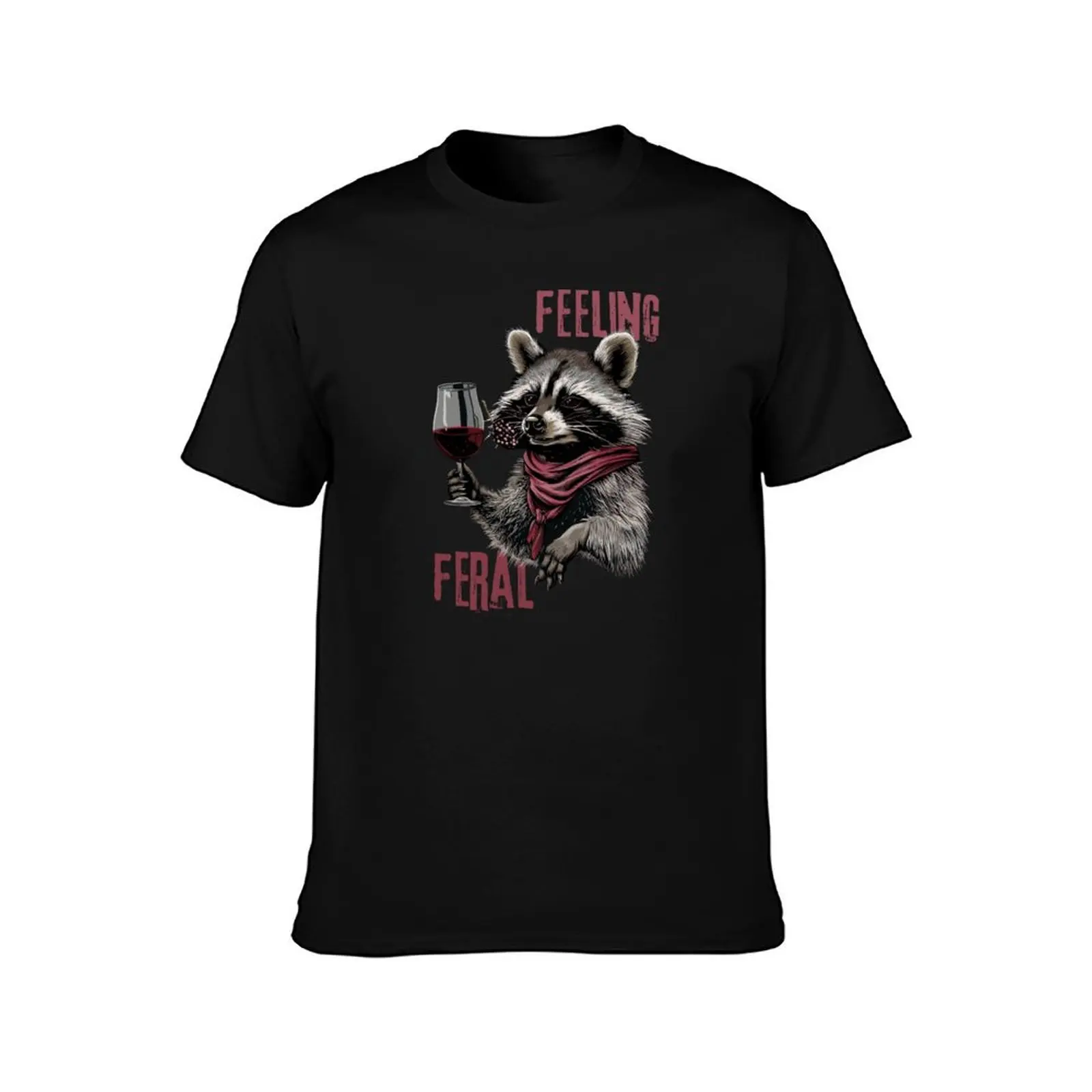 Feeling Feral Racoon Feeling Feral Opossum Raccoon T-Shirt Basic Solid Color Short Sleeve Cotton Top T-Shirt