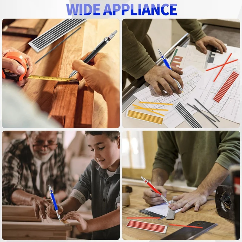 Welder's Pencil, Mechanical Pencil Metal Marker, Built-In Sharpener For Pipe Fitter, Steel Fabrication Carpentry