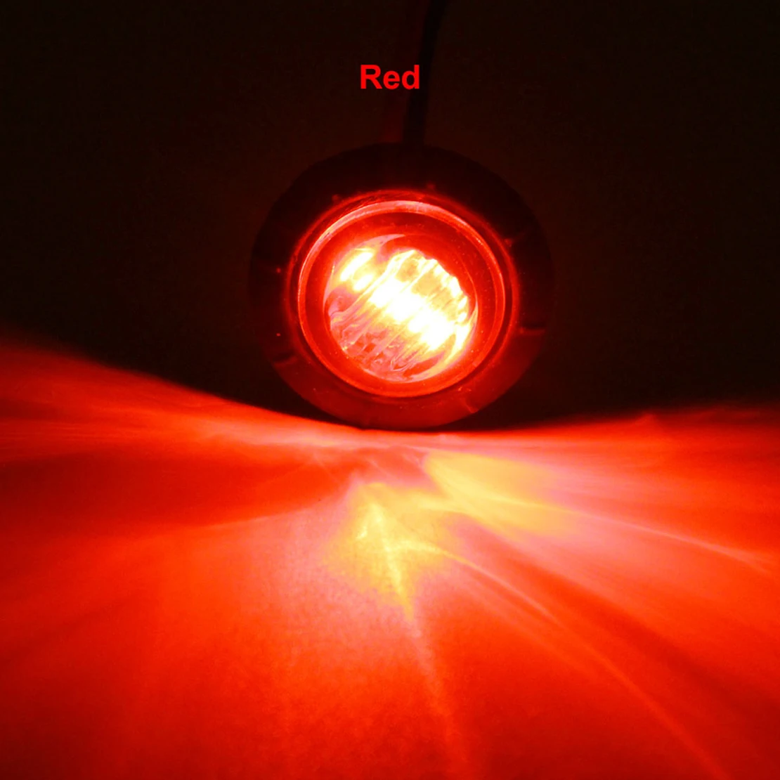 10pcs/Set Red Small Round Side Marker Indicator Lights Button Lamps 12V 3/4
