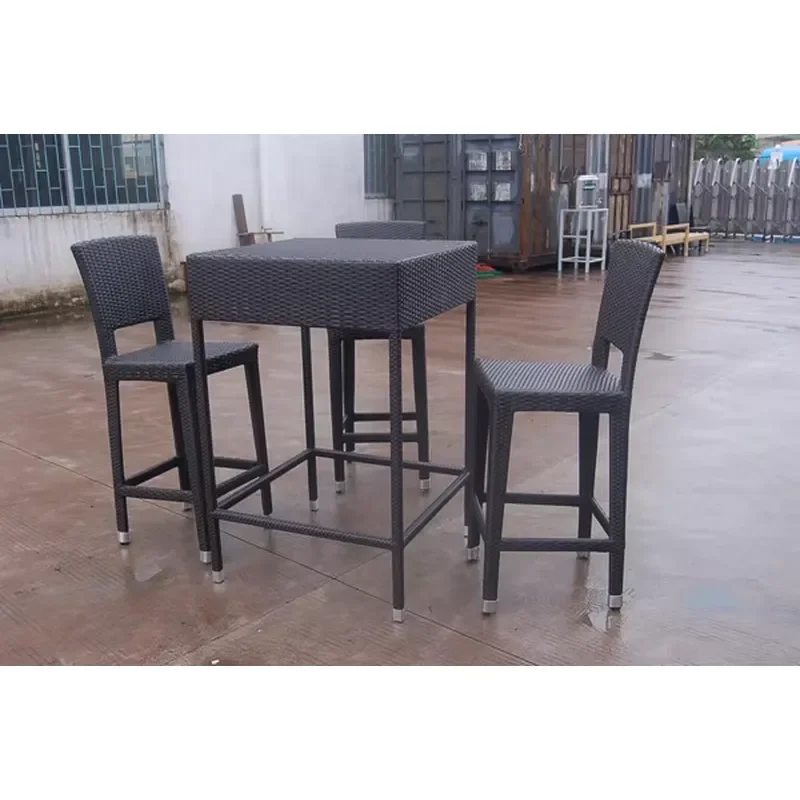 Design Outdoor Furniture Rattan Wicker bar Table and bar Stools Set