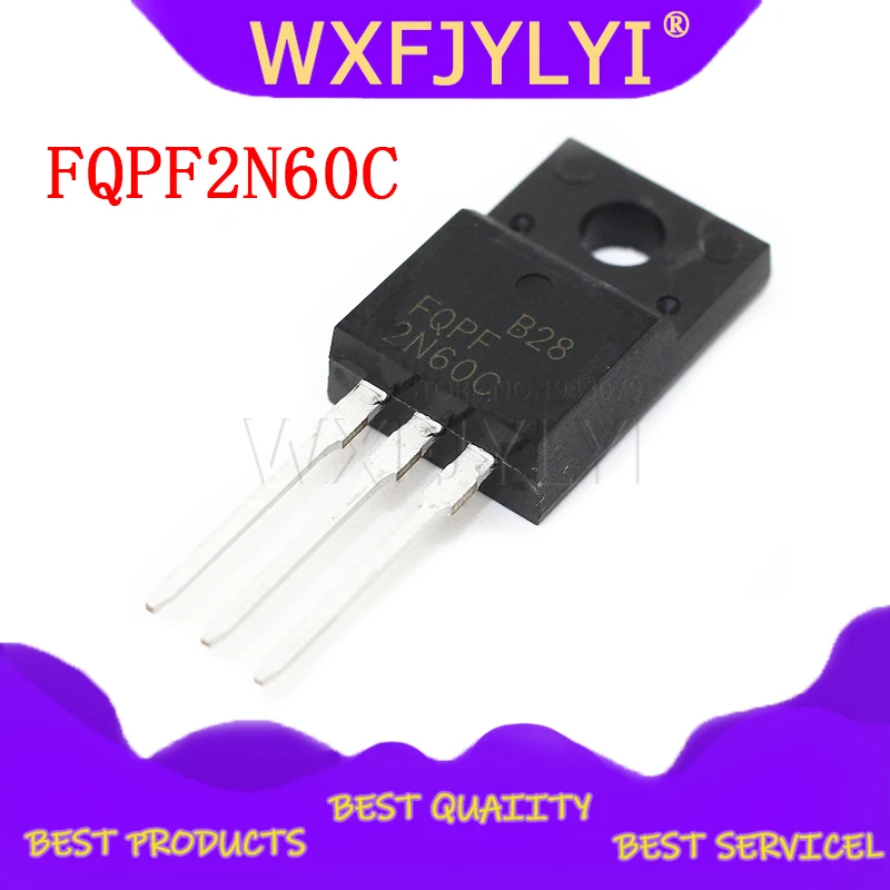 10pcs  FQPF2N60C 2N60C 2N60 600V 2A MOSFET N-Channel transistor TO-220F new original