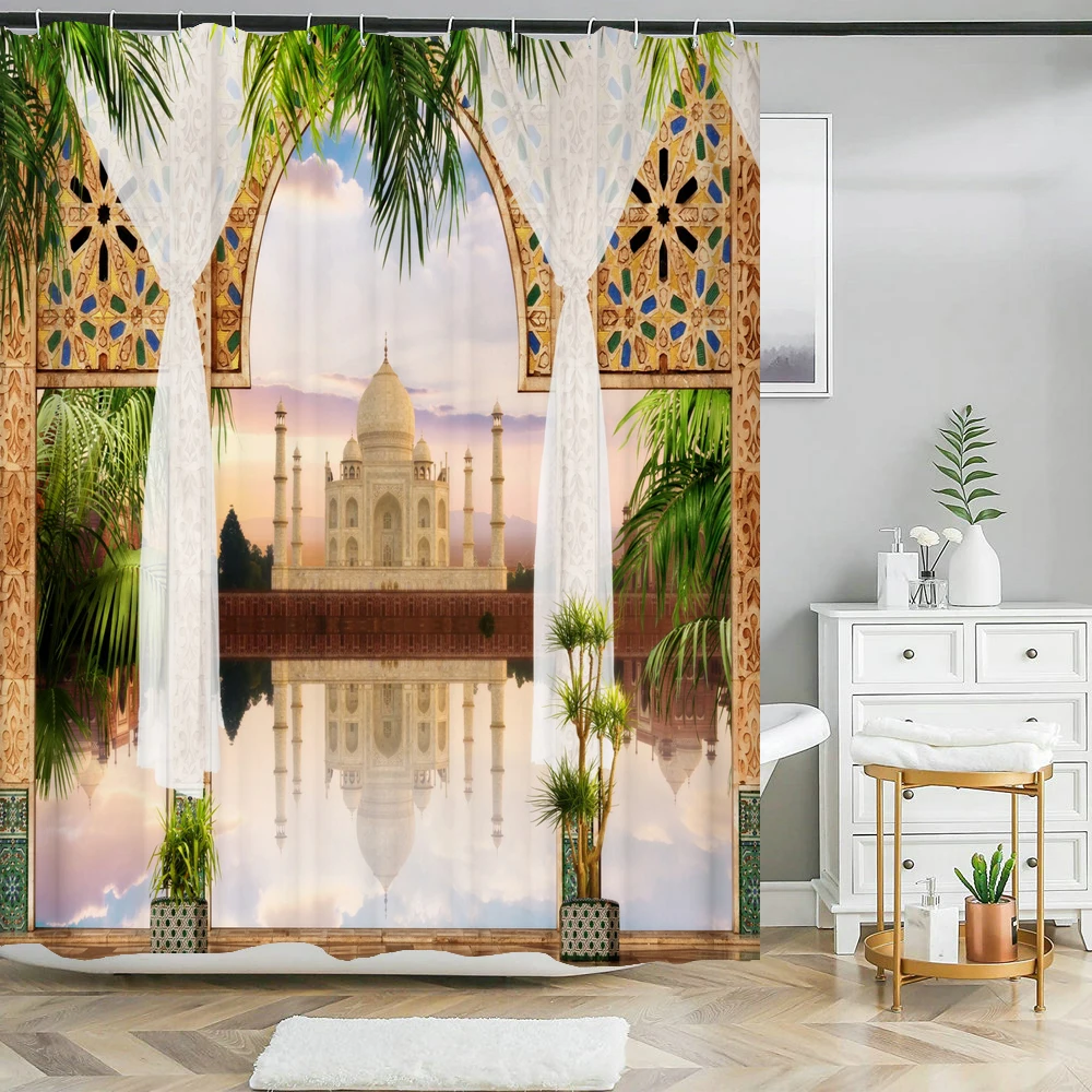 Scenery Shower Curtain Ancient Greek Architectural style 3D Printing Bathroom Curtain Polyester Waterproof Home Decor Curtain