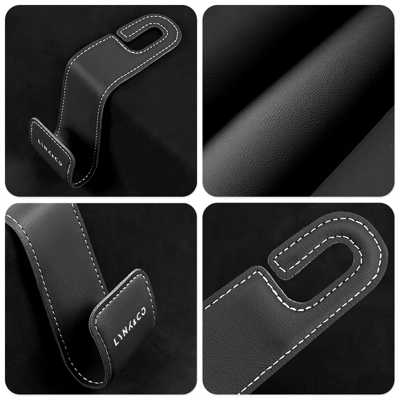 2pcs Car Seat Back Headrest Hook Leather Hanger Auto Interior Accessories For LYNK&CO 01 02 03+ 05 06 09 PHEV 09 MHEV 6