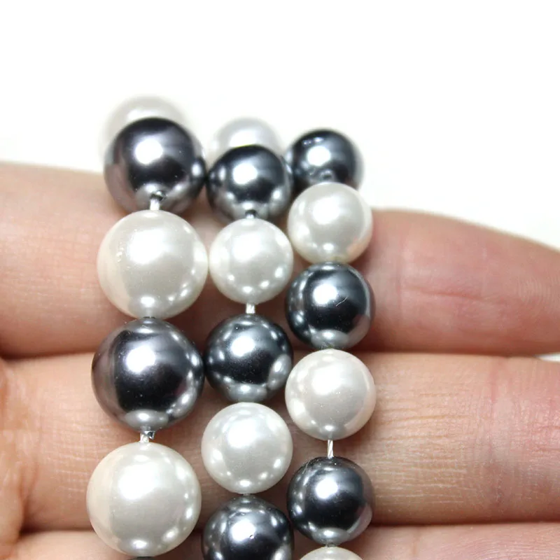 Natural Grey White Shell Pearl Loose Round Spacer Beads For Jewelry Making DIY Bracelet Necklace Accessories 15\'\' 6/8/10/12mm