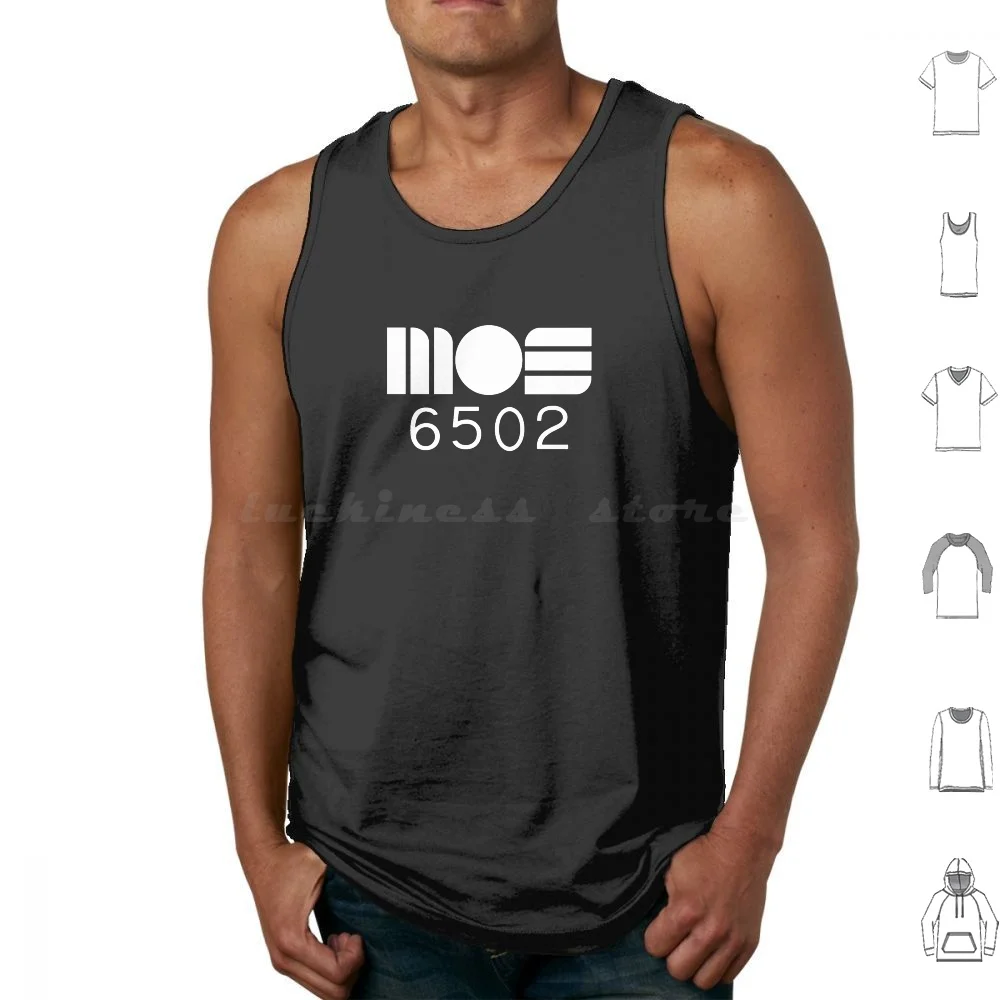 Mos 6502 8-Bit Cpu White Logo Tank Tops Vest Sleeveless Mos 6502 C64 6581 Sid Commodore 64 Micro 8 Bit 8bit Retro Programming