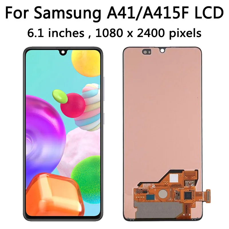 100% Test for Samsung A41 A415 A415F LCD Display Touch Screen Digitizer with Frame Replacement A41 Display Replacement
