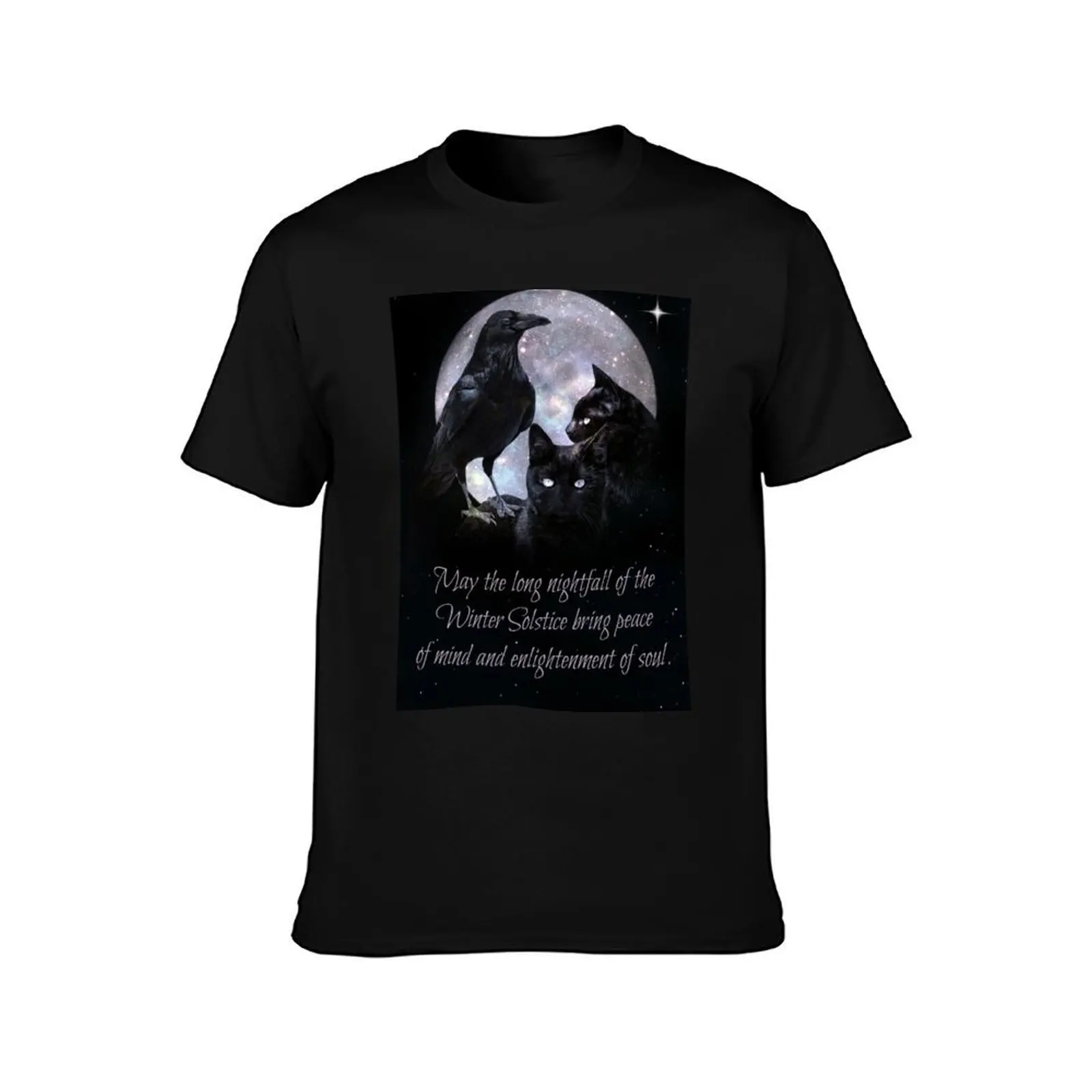 Gothic Pagan Wicca Winter Solstice Blessing T-Shirt, Summer Casual Cotton Tee, Oversized Streetwear Tops, Vintage Graphic Print