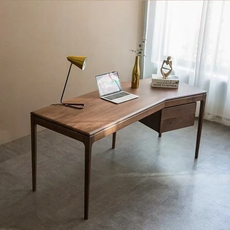 Chinese ash wood desk, modern home study, North American black walnut computer desk, simple solid wood desk