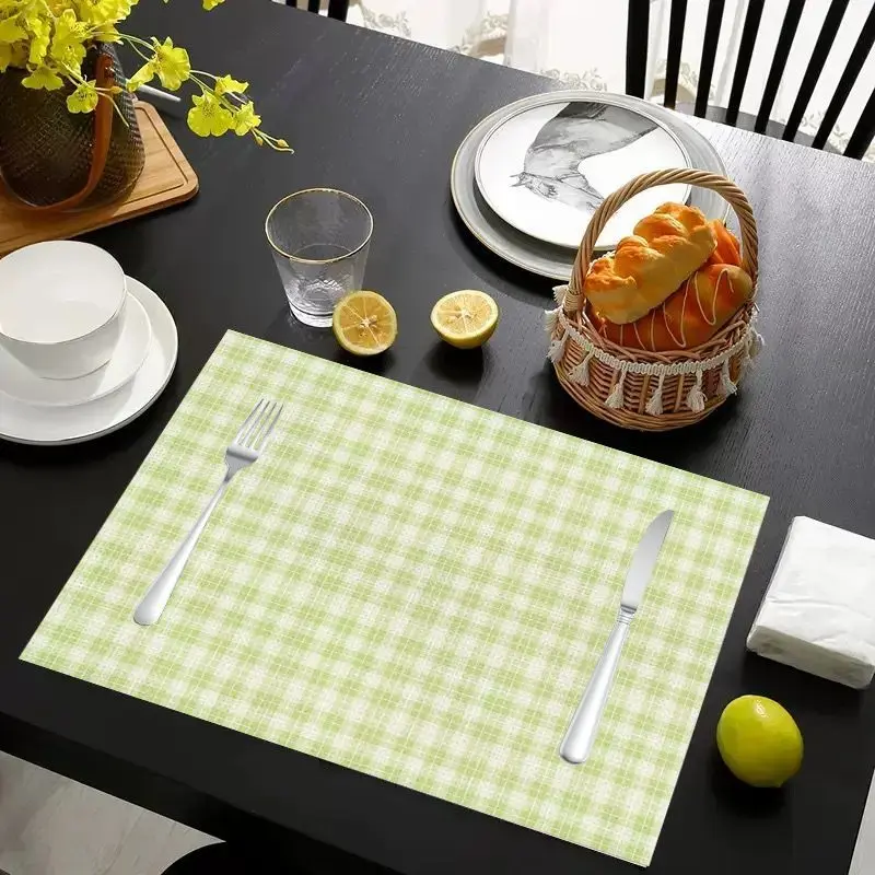 VIKAMA 2/4/6Pcs Korean Style Fresh Light Meal Mat, Washable Non Slip Kitchen Dining Tableware Mat for Coffee Table