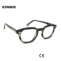 ESNBIE Acetate Depp Glasses Frame Men Retro Round Spectacles For Women Eye Glasses Men Oculos De Grau Eyewear Accessories