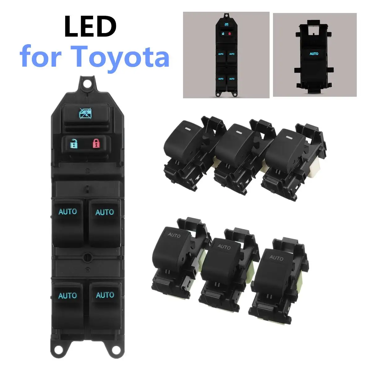 Auto Lighted Power Window Switch Passenger Backlight Ice blue Left driving For Toyota RAV4 4 Camry Corolla Auris