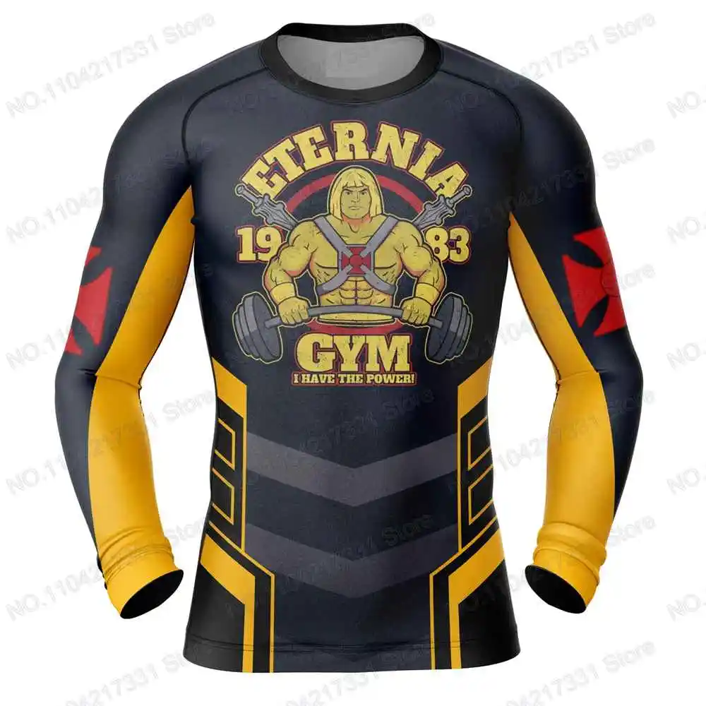 Masters Of The Universe-Anime Rash Guards Surfing Jersey Beach Swimwear Diving Gym Trousers MMA BJJ Men Jiu Jitsu Fitness Sets