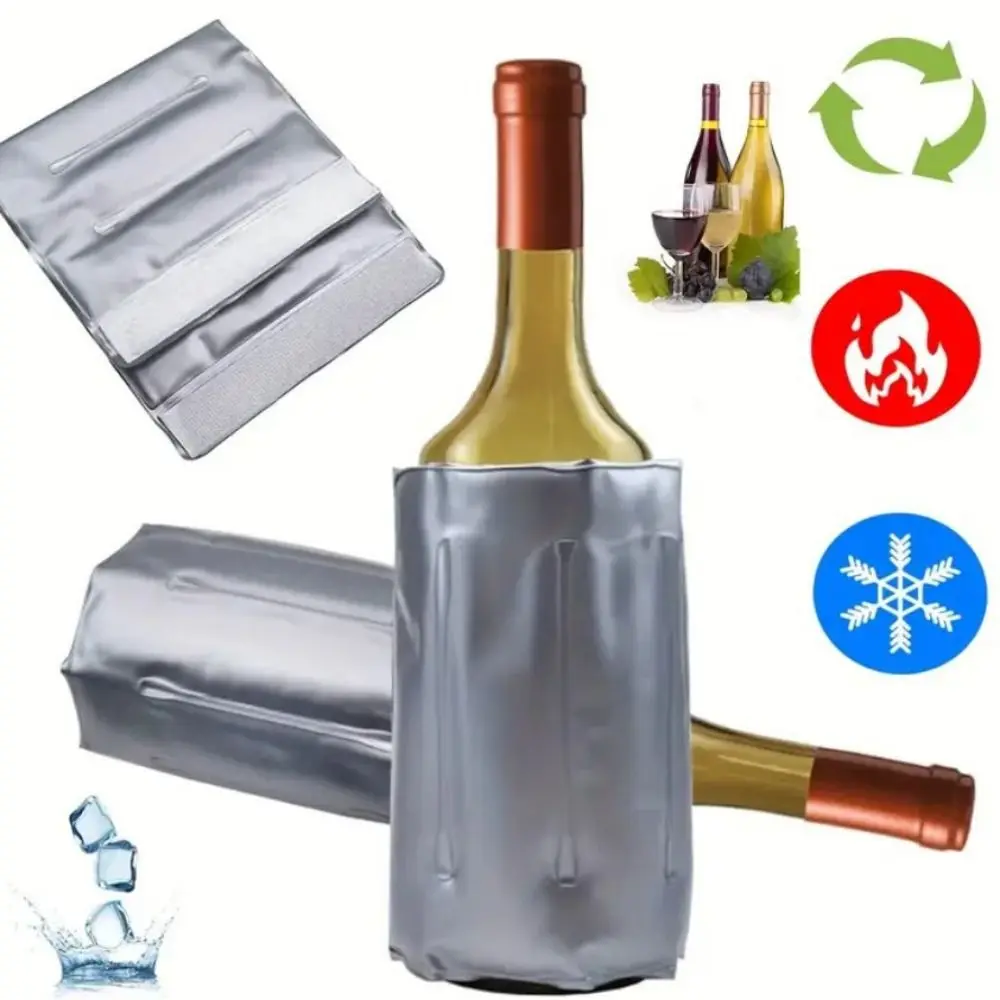 Reusable Wine Cooler Bag Gray Thermal Insulated Wine Chiller Sleeve Portable Quick-cooling Insulated Wine Cooler Sleeve Outdoor