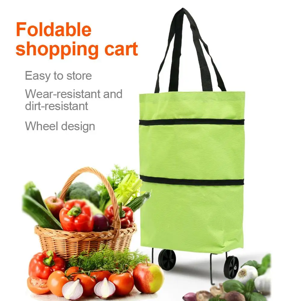 Folding Shopping Cart Bag Detachable Wheel Trolley Bag Shopping Bag Super Market Rolling Personal Handtruck Bag Food Organizer