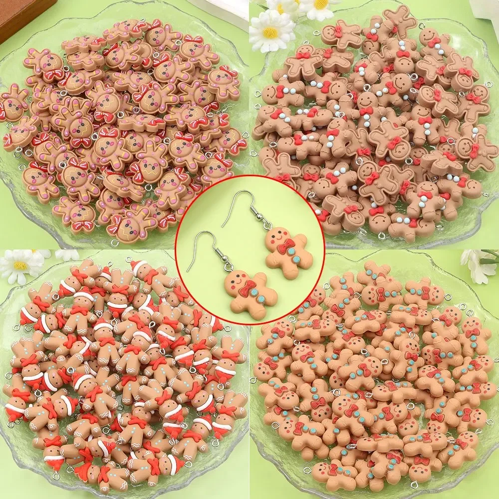 3/11/22pcs Mixed Brown Gingerbread Shaped Decoration Pendants DIY Earrings, Christmas, Halloween Giftsdecoration Accessories