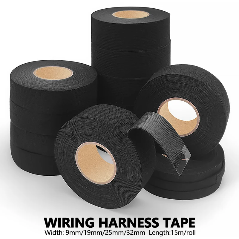 15Meter Rolls Electrical Tape Width 9mm 15 19 25 32mm for Automotive Cable Harness Waterproof Insulation Wire Adhesive Tapes