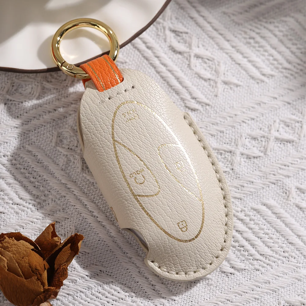 5 7 Bottons Leather Car Key Case Fob Cover for Hyundai Ionic 6 Grandeur GN7 Kona Ev 2023 Accessories