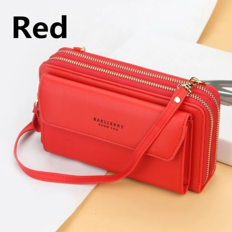 Damen Lange Geldbörse Koreanische Version Umhängetasche Doppelreißverschluss Große Kapazität Clutch-Tasche Schulter-Handtasche Damen Handytasche – Detail 8