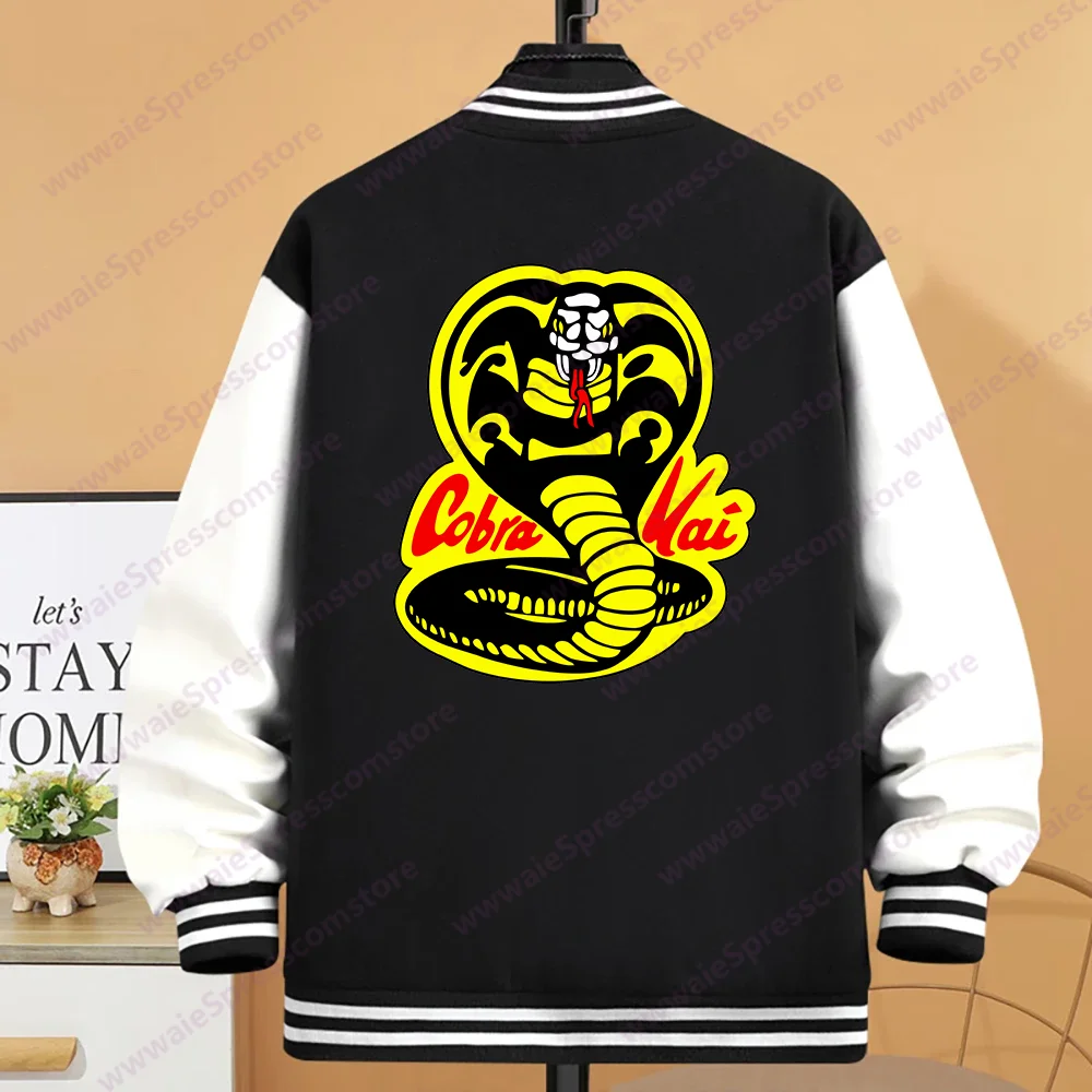 Fall and Winter Cobra Kai Pattern Baseball Shirt Men's Women's Casual Sweatshirt Cobra Kai Sweatshirt Jacket Top