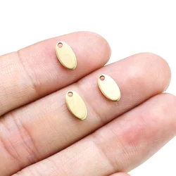 100pcs Tiny Oval Earring Charms, Extender Chain Ends, Brass Stamping Tags, 9x4.8mm, Earring Findings, Jewelry Suppiles - R2540