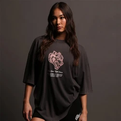 WOLVES UNISEX Black White Simple Wolf Print Women Men's T Shirt Cotton Casual T-shirt Summer O-neck Short Sleeve Shirt Tees Tops