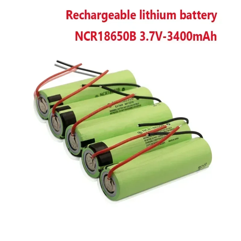 100% Original NCR18650B 3.7v 3400mAh 18650 Li-ion Rechargeable Battery Welding Silica Gel Cable DIY for Flashlight Battery