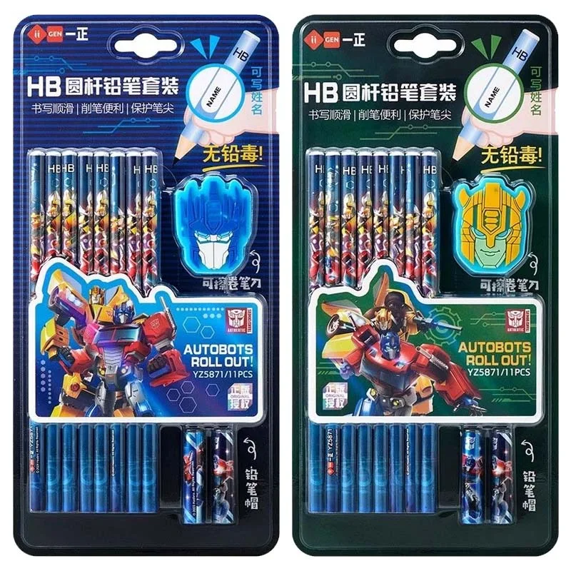

Hasbro Transformers HB Round Pencil Set Graphite Pencil Sets Cartoon Protective Cap Sharpener Boy Girl Cute Stationery Gifts New