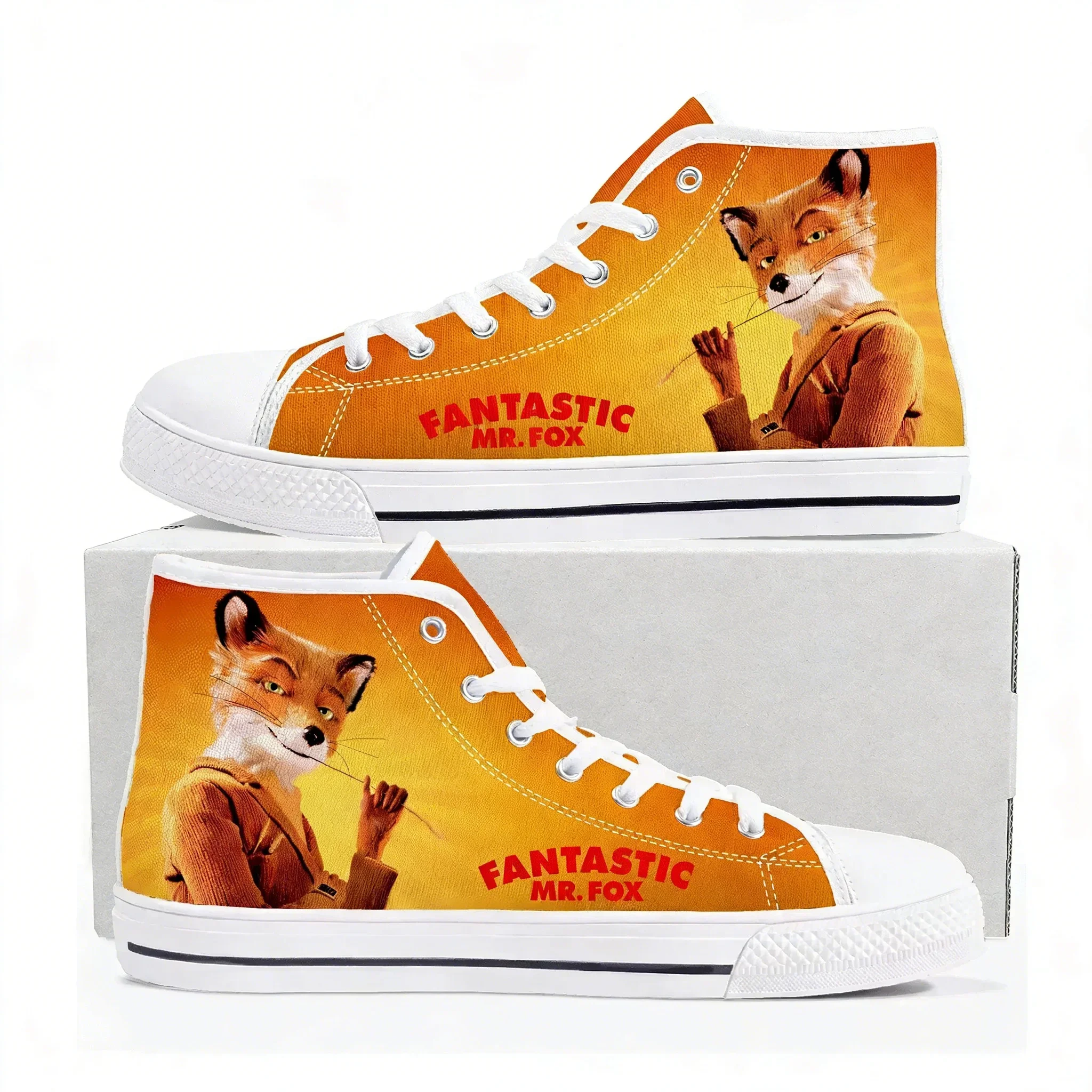 

Фантастические кроссовки Mr Fox High Top для мужчин и женщин, высококачественные кеды из канваса, обувь для пар с принтами аниме, комиксов и манги, индивидуальный дизайн