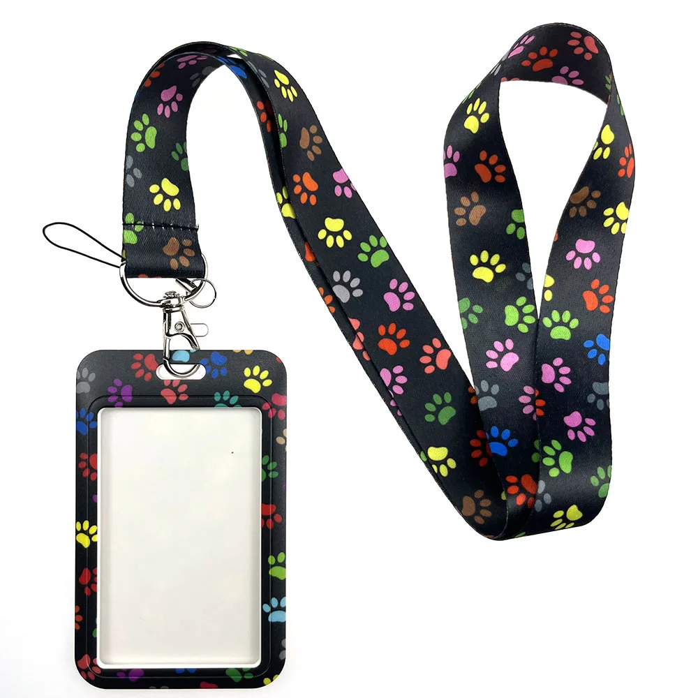 Dog Paw Print Neck Keychain Necklace Webbings Ribbons Anime Cartoon Neck Strap Lanyard ID badge Holder Keychain Lanyards Gifts