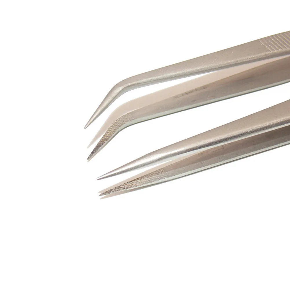 2Pcs Premium Steel Tweezers Set Ultra-Lightweight Pointed Tips for Jewelry Making Manicure Machine Repair DIY Professional Use
