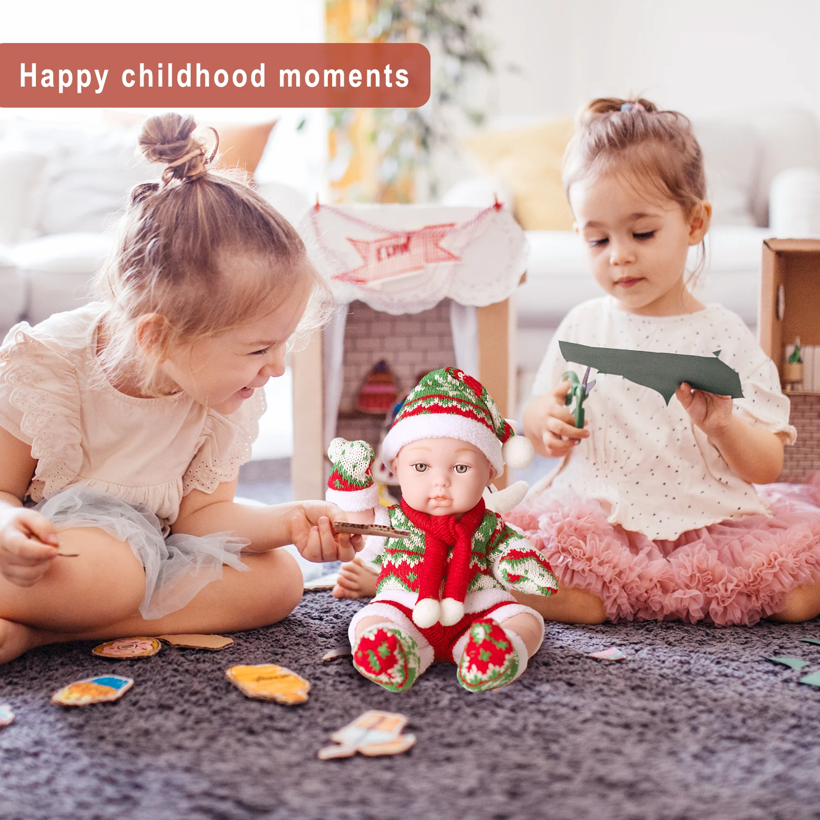 Bonecas reborn realistas, 11 polegadas, 28cm, fofas, lindas, cachecol de natal, luvas, laváveis, à prova d'água, corpo inteiro, vinil, bebê, presente para crianças