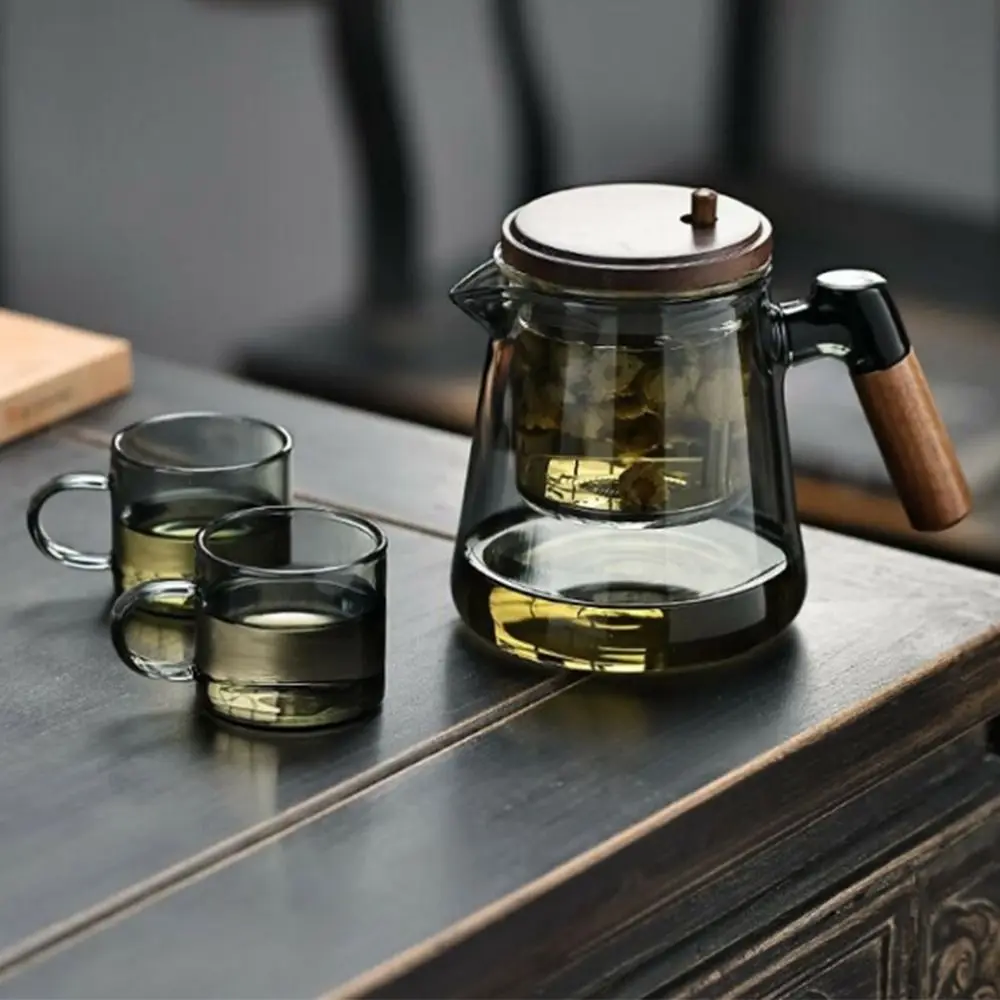 

Creative Tea separation Glass Teapot 650ML Large Capacity Lazy Kungfu Drip Teapot Transparent Press Control