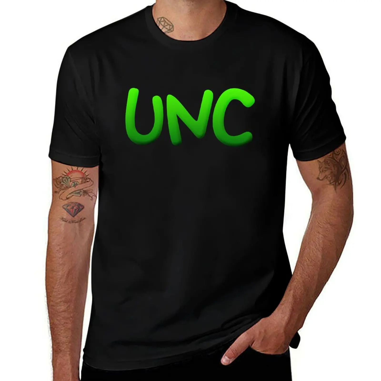 

UNC in Green Gradient Minimal Funny Typography T-Shirt custom t-shirts summer shirt vintage graphic tee men workout shirt