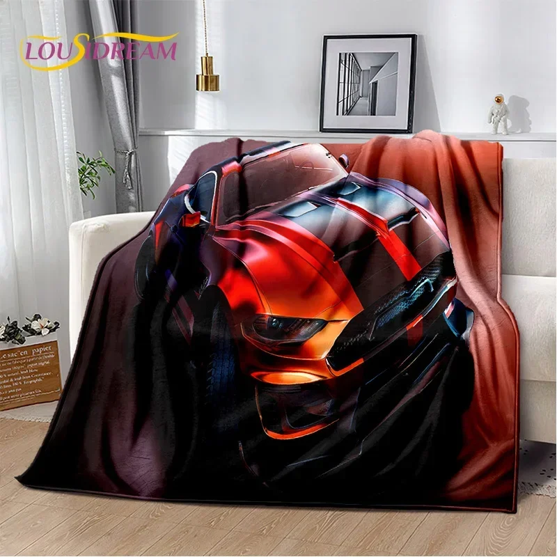 Classics 3D F-Ford GTR Mustang Car Soft Flannel Blanket for Beds Bedroom Sofa Picnic,Throw Blanket for Outdoor Leisure Nap Gift