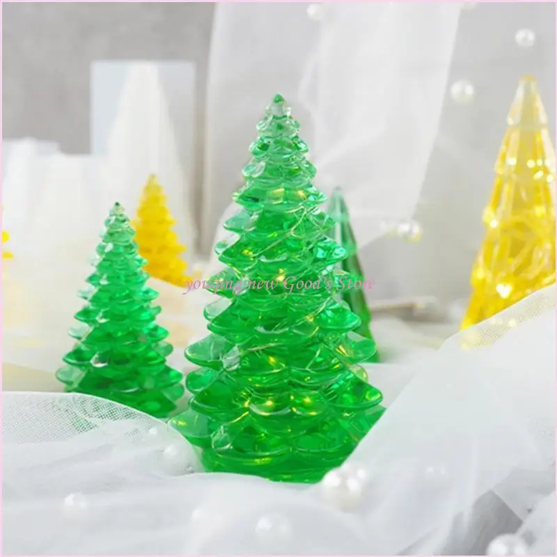 57QA Xmas Tree Silicone Mold DIY Crafts Resin Mold Night Light Table Ornament Mold