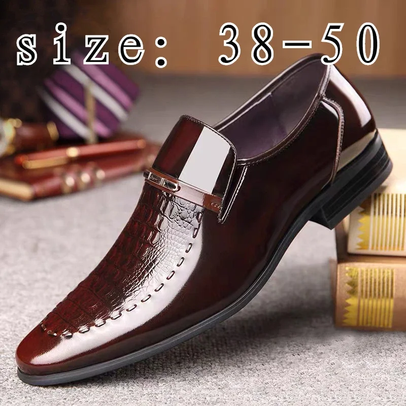 38-50 Mens PU Leather Shoes Luxury Crocodile Pattern Men Business Dress Casual Social Shoe Male Wedding Footwear Zapatos Hombre