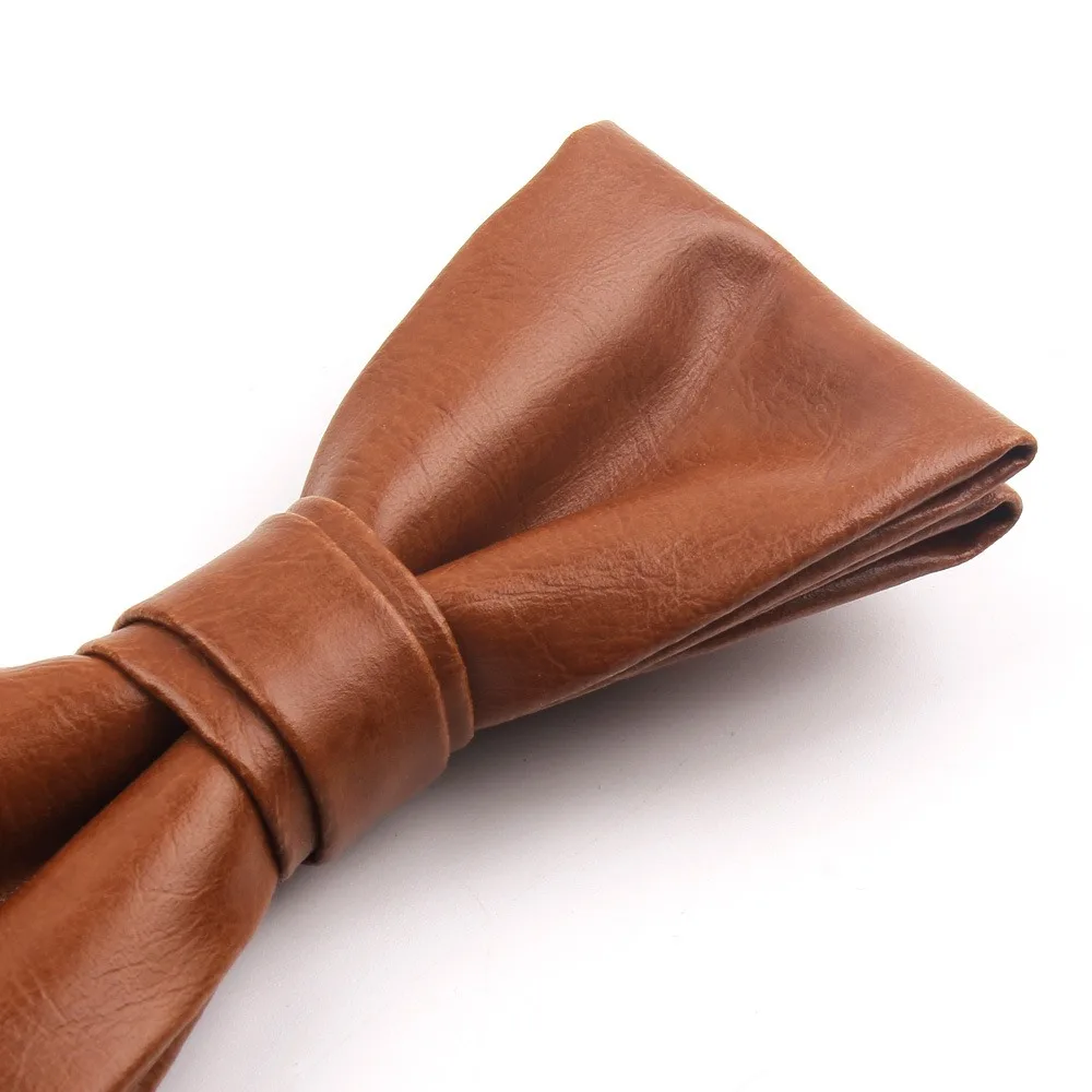간단한 솔리드 컬러 PU 가죽 나비 넥타이 조정 가능한 질감 남자 넥타이 소프트 Bowknot 레트로 넥타이 셔츠