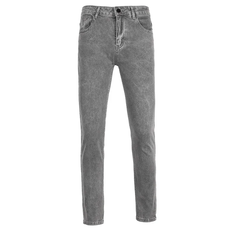 Jean Slim en coton pour hommes, Streetwear, fermeture éclair, épissage, pantalon crayon extensible, taille moyenne, jeune Campus, quotidien, tendance