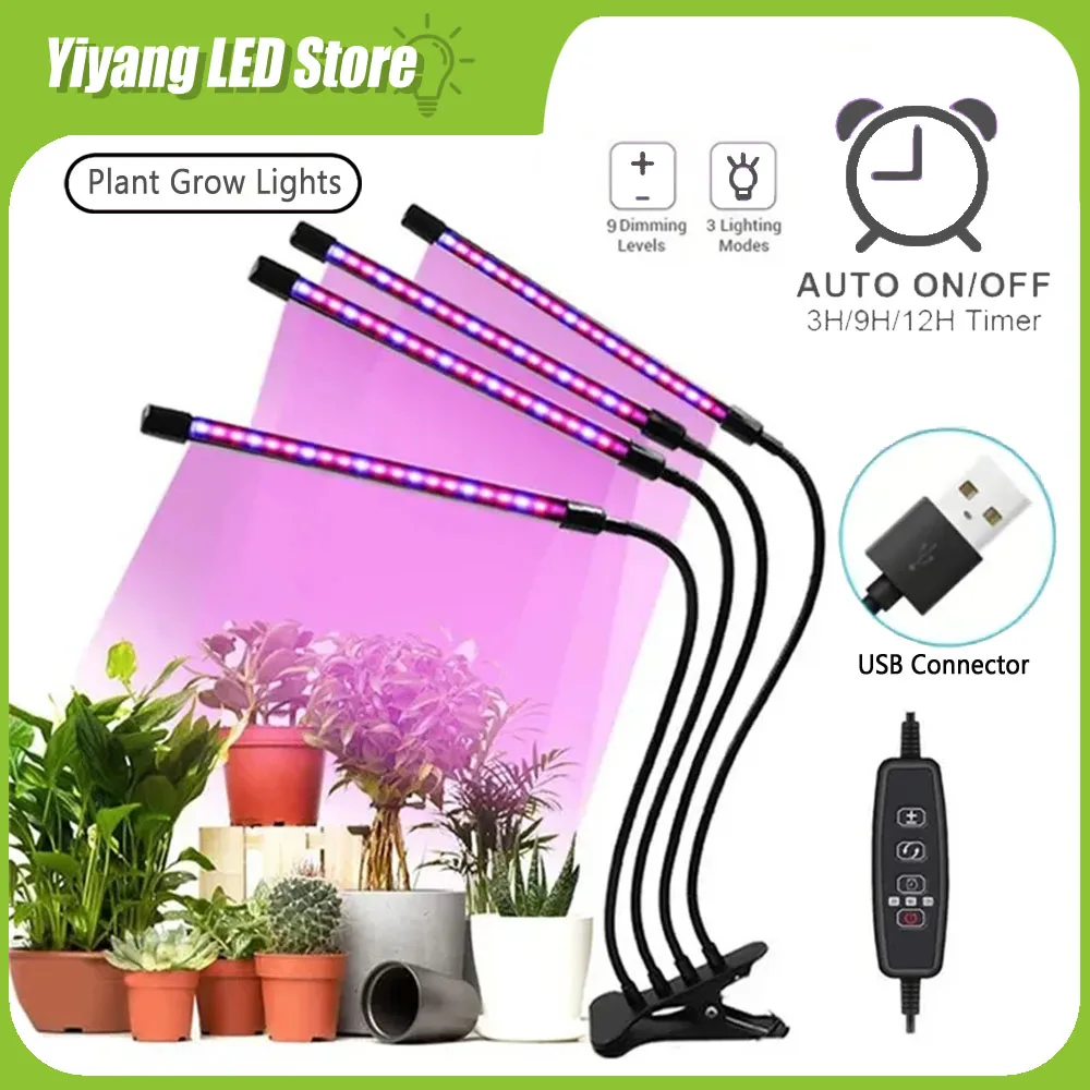 USB LED Plants Grow Light Lamp For Plants Hydroponics Growing System Full Spectrum Growth Lights 5v Spectrum Timer Setting