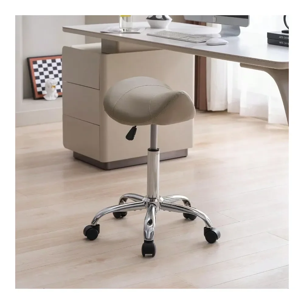 

Stool Swivel Saddle Stool With Wheels Adjustable Rolling Stool 18 26 Faux Leather Rolling Stool For Salon Massage Clinic Lab Of