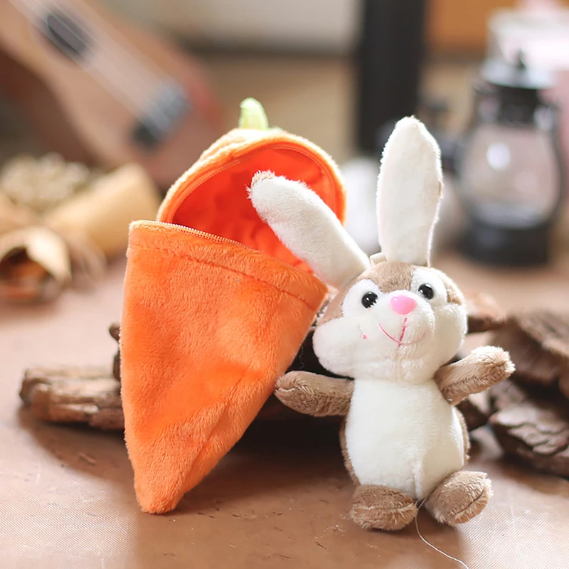 1Pc Reversible Bunny Carrot Plush Soft Plush Toy Kawaii Girl Keychain Holiday Gift Backpack Pendant