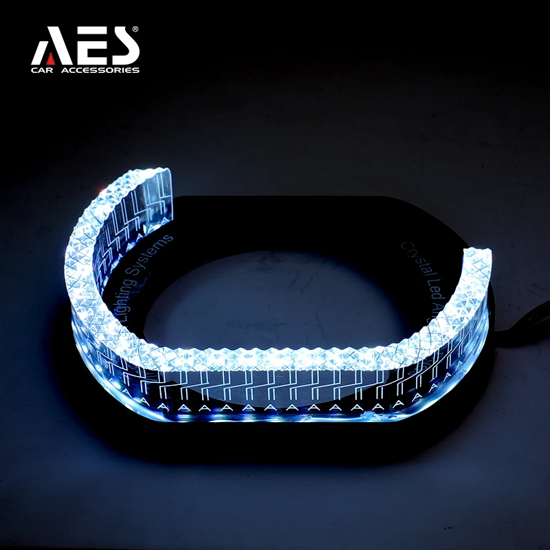 AES  M9-L  Led Headlight Shroud for Square Len 5D Led Mask Automotive Headlight APP RGB Crystal Cover Welcome Light