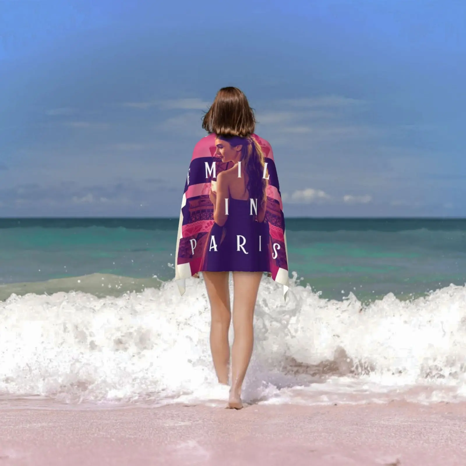 إميلي في باريس Netflix منشفة استحمام وسادة الشاطئ Movieart53 إميلي في باريس ليلي كولينز إميلي في باريس Netflix Tv