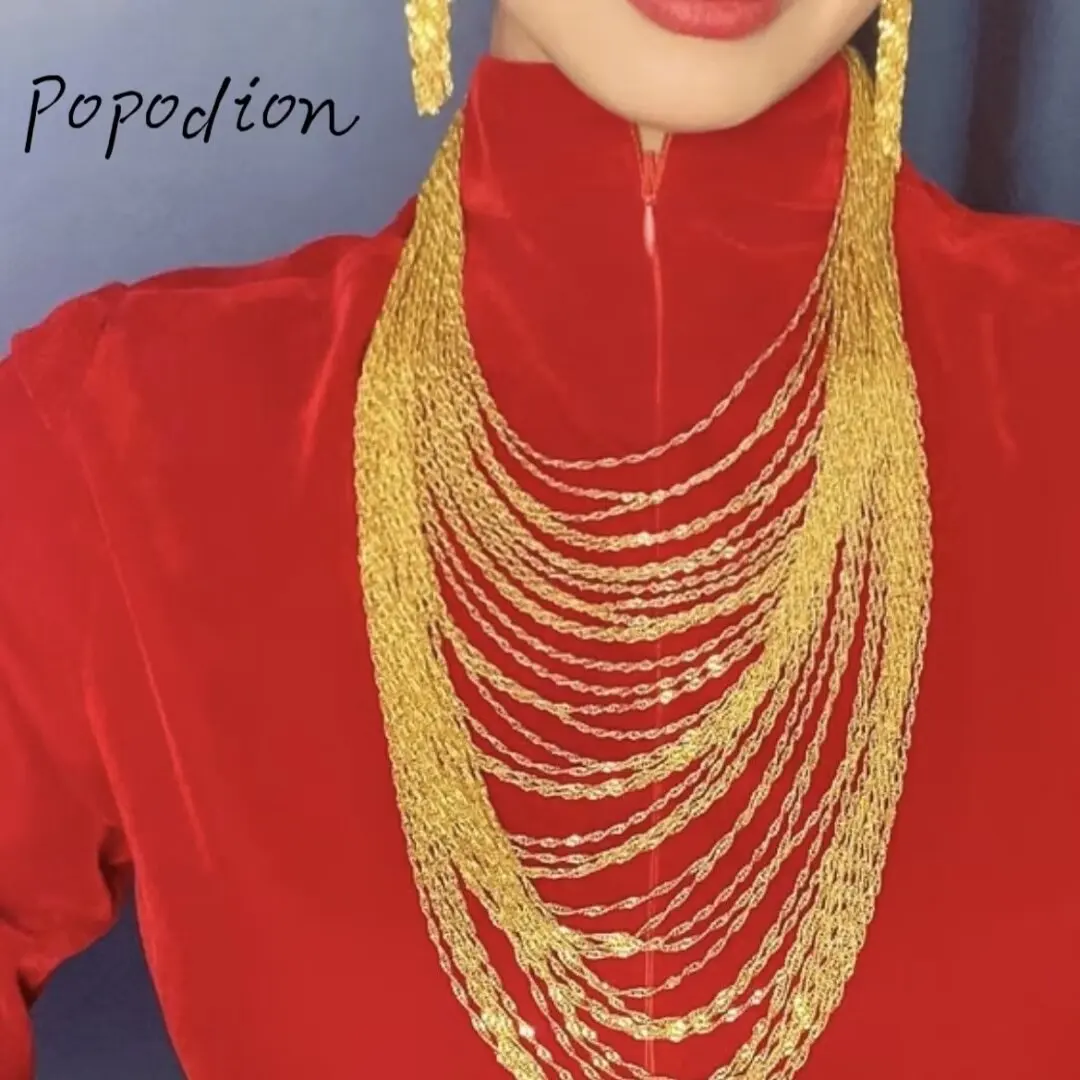 

New French 24K Gold Plated Necklace Earring Bracelet High end Wedding Party Jewelry Set Gift for Women YY10810